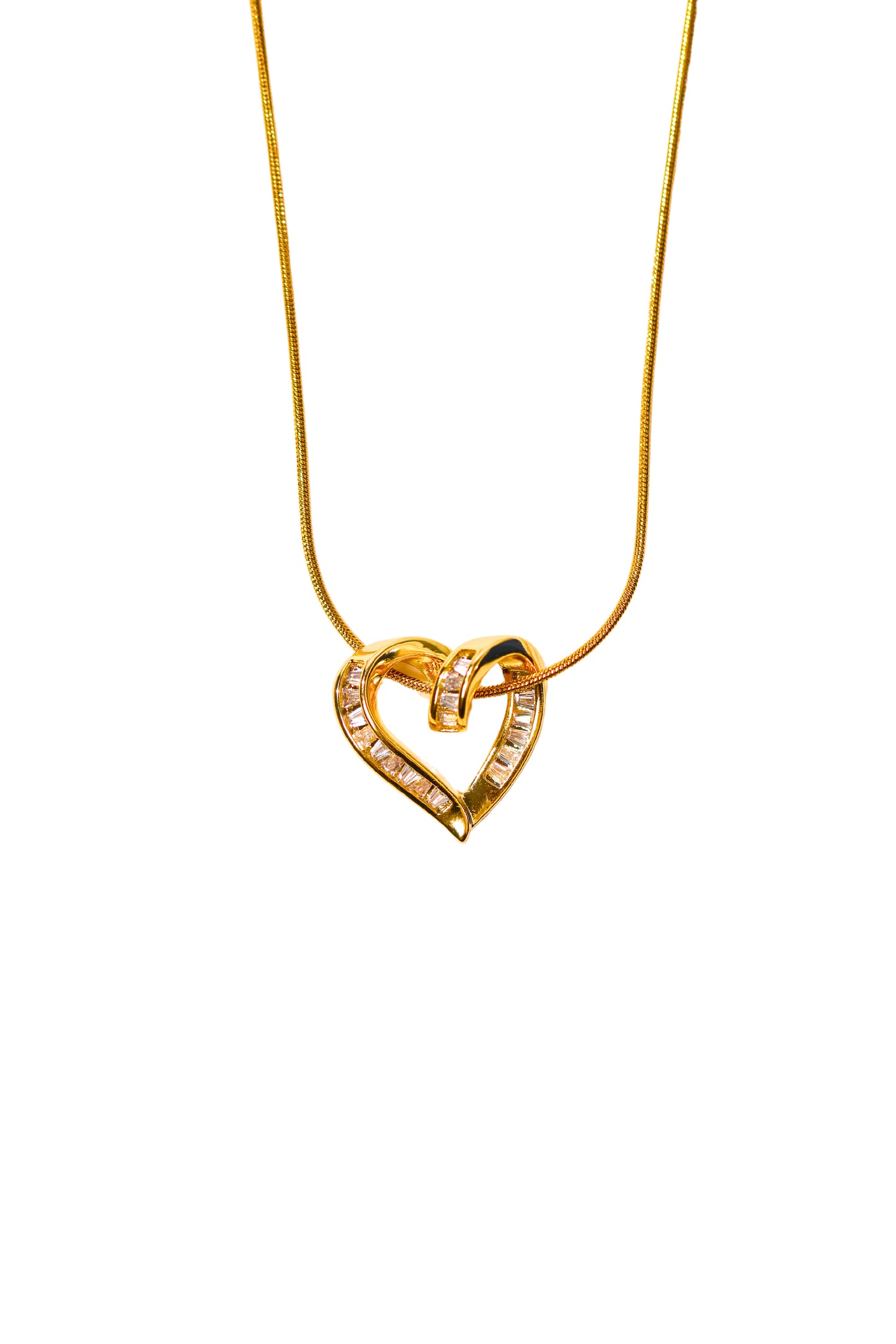 Spiral Stone Gold Color Heart Model Women's Steel Necklace