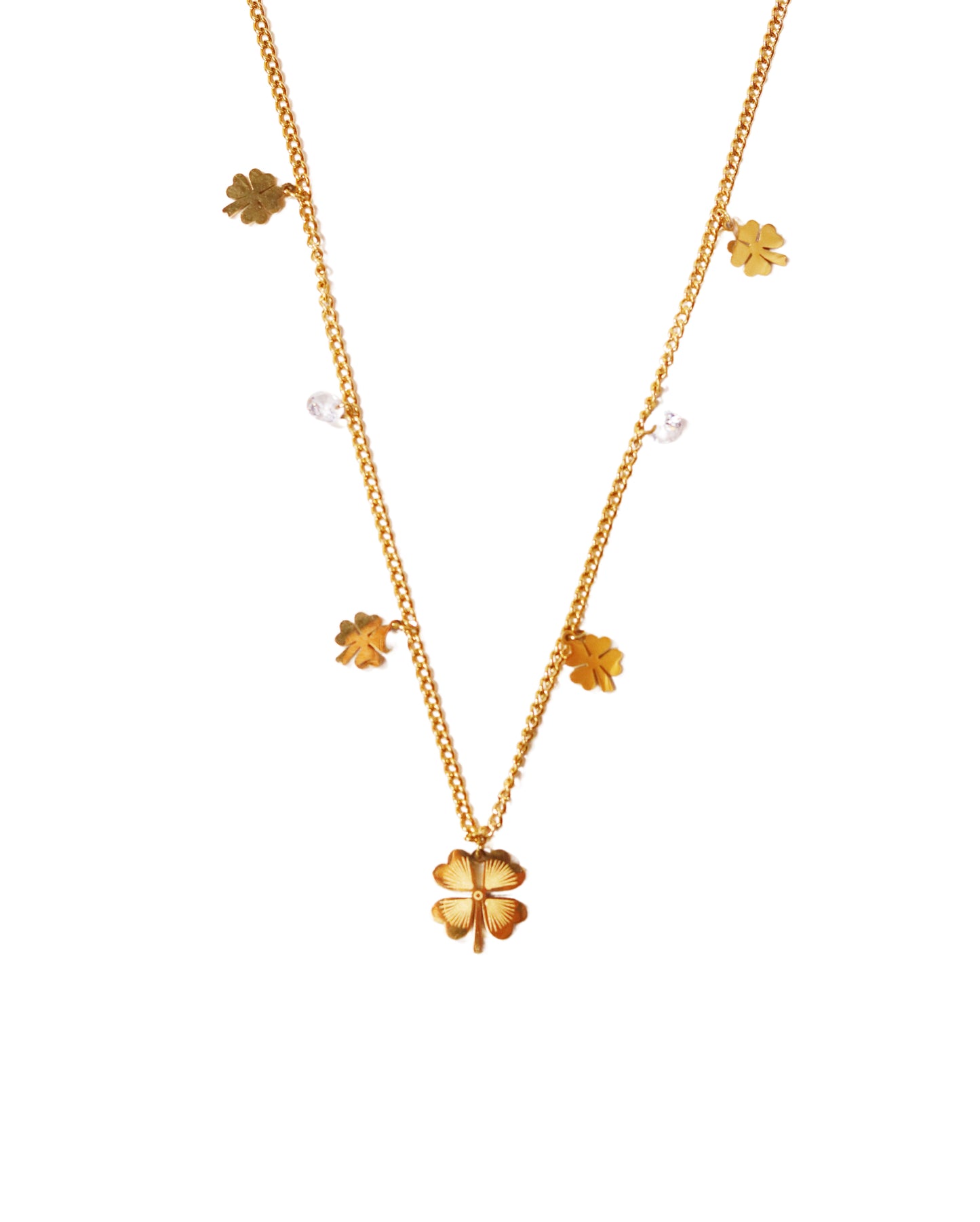 Clover Model Gold Color Steel Women's Necklace-Luck Necklace