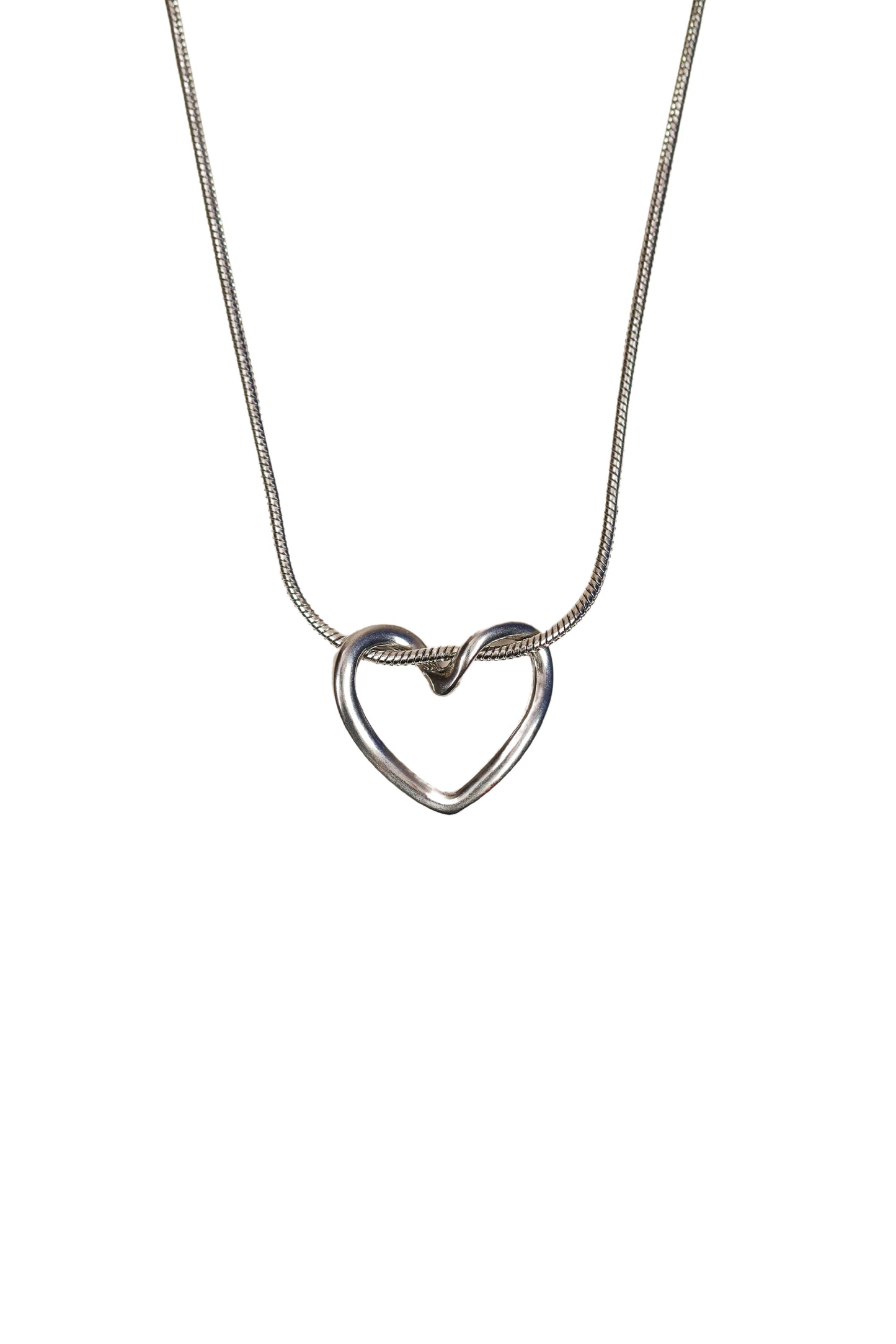 Spiral Heart Knot Silver Color Women's Steel Necklace-Hollow Heart