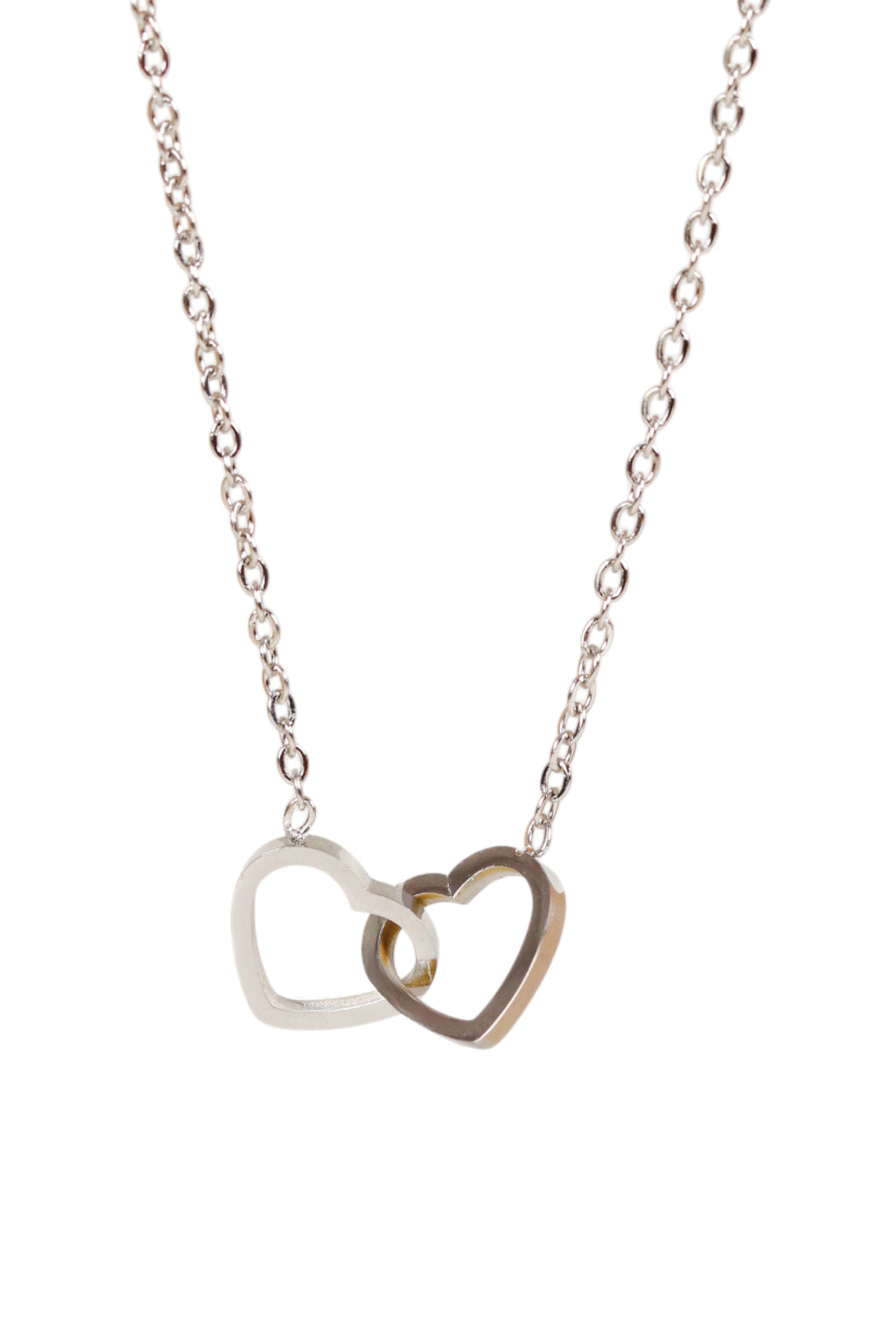 İç İçe Kalp Modeli Çelik Kadın Kolye - Birleşik Kalpler