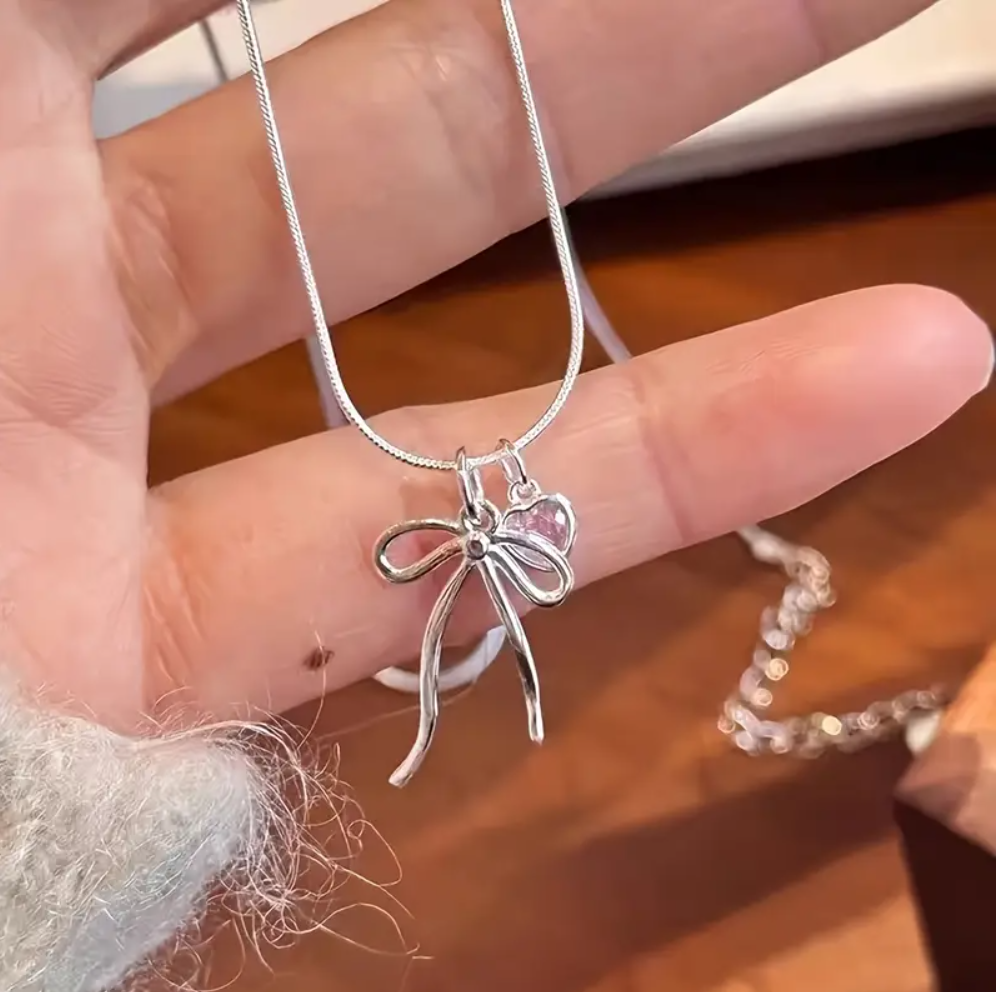 Kalpli Fiyonk Kolye Gümüş Kaplama Çelik Kadın Kolye - Sevgiliye Hediye - Pinterest Kolye