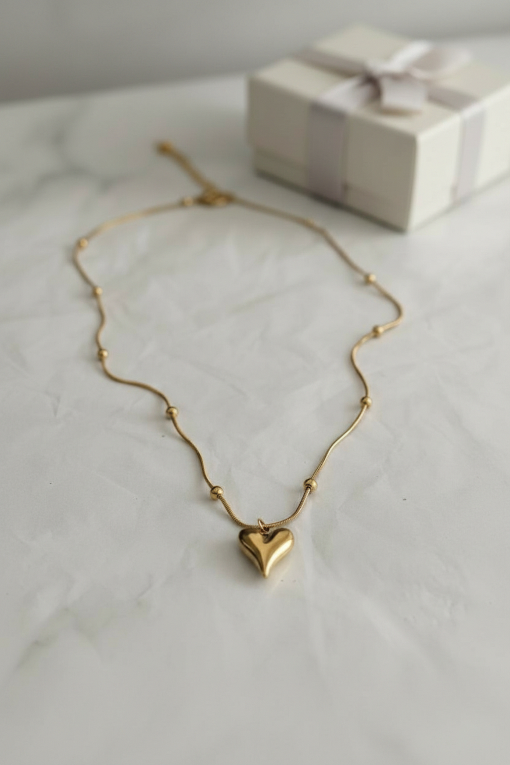 Top Zincir Ve Kalp Dorika Model Çelik Kolye