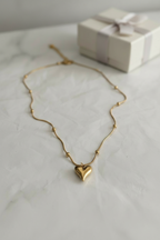 Top Zincir Ve Kalp Dorika Model Çelik Kolye