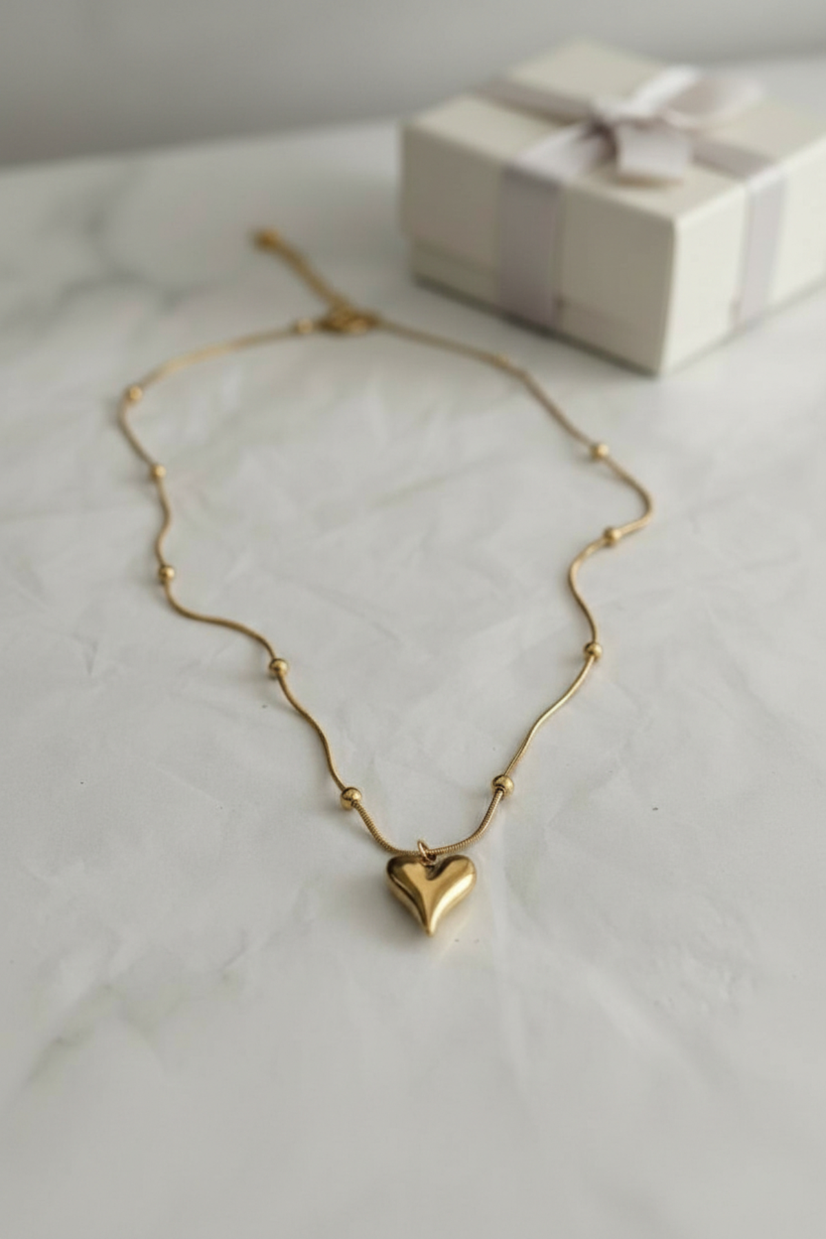 Top Zincir Ve Kalp Dorika Model Çelik Kolye