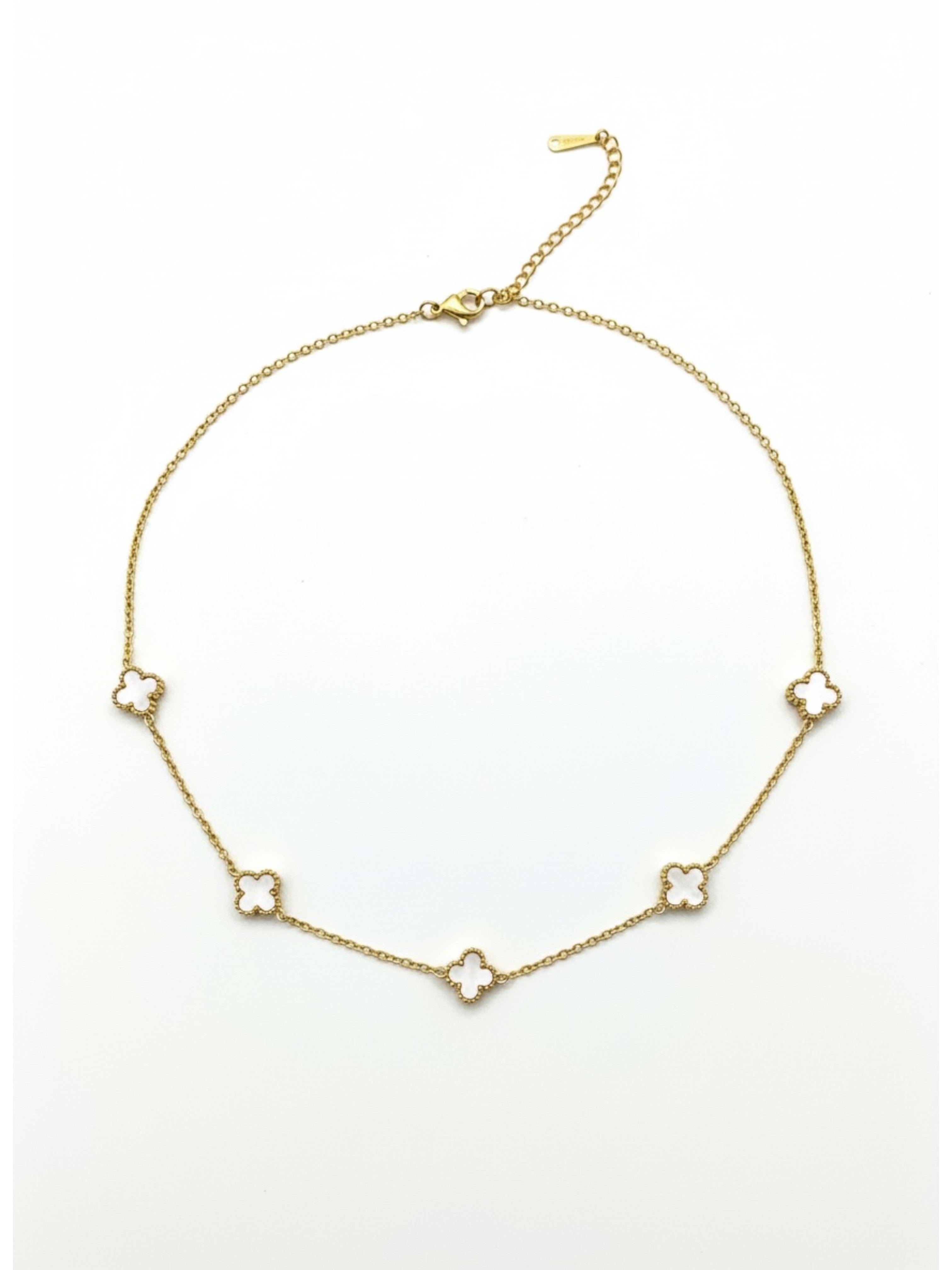 Mini Yonca Modeli Kadın Paslanmaz Çelik Kolye - Kararma Yapmaz Çift Taraflı