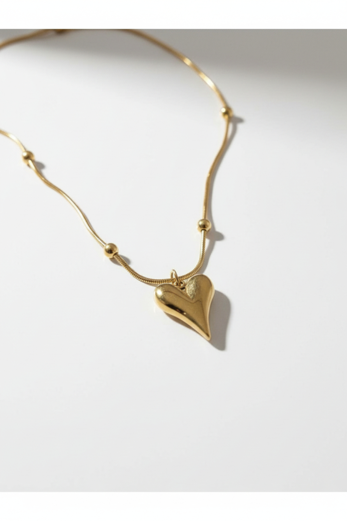 Top Zincir Ve Kalp Dorika Model Çelik Kolye