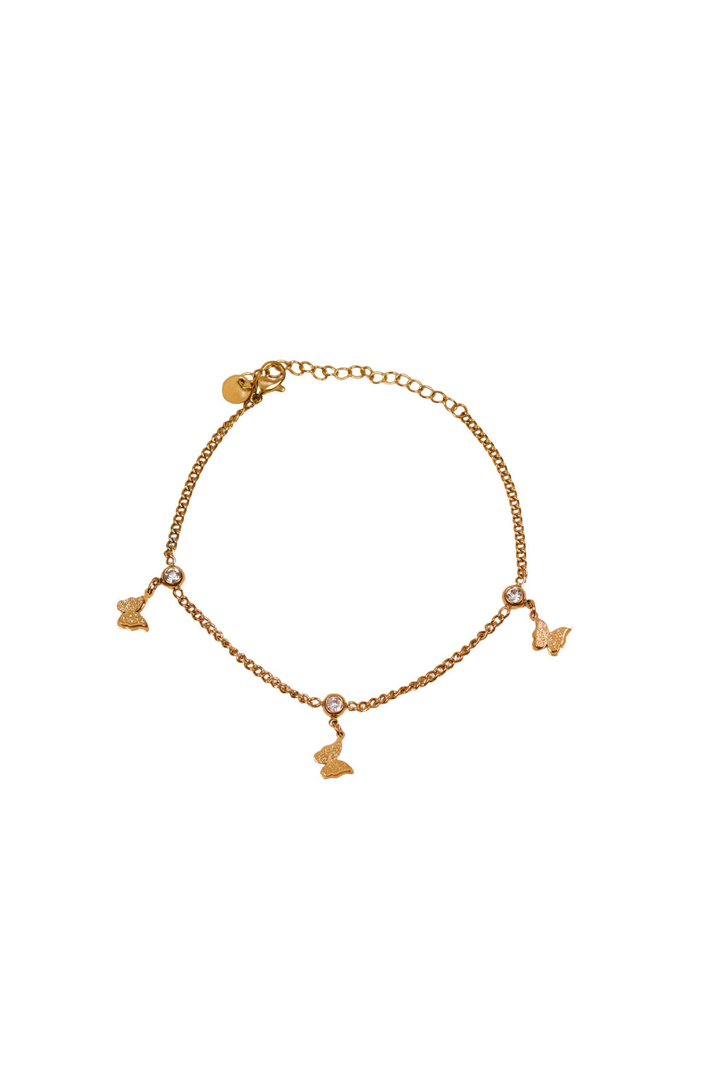 Minimalist Kelebekli Gold Rengi Çelik Kadın Bileklik-Bileğindeki Kelebekler