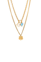 Yonca Modeli Çoklu Set Gold Rengi Kadın Çelik Kolye