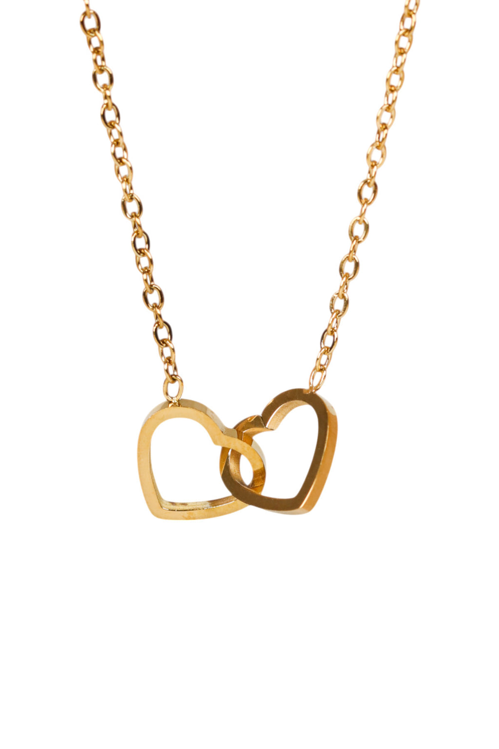 İç İçe Kalp Modeli Çelik Kadın Kolye - Birleşik Kalpler