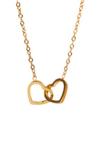 İç İçe Kalp Modeli Çelik Kadın Kolye - Birleşik Kalpler