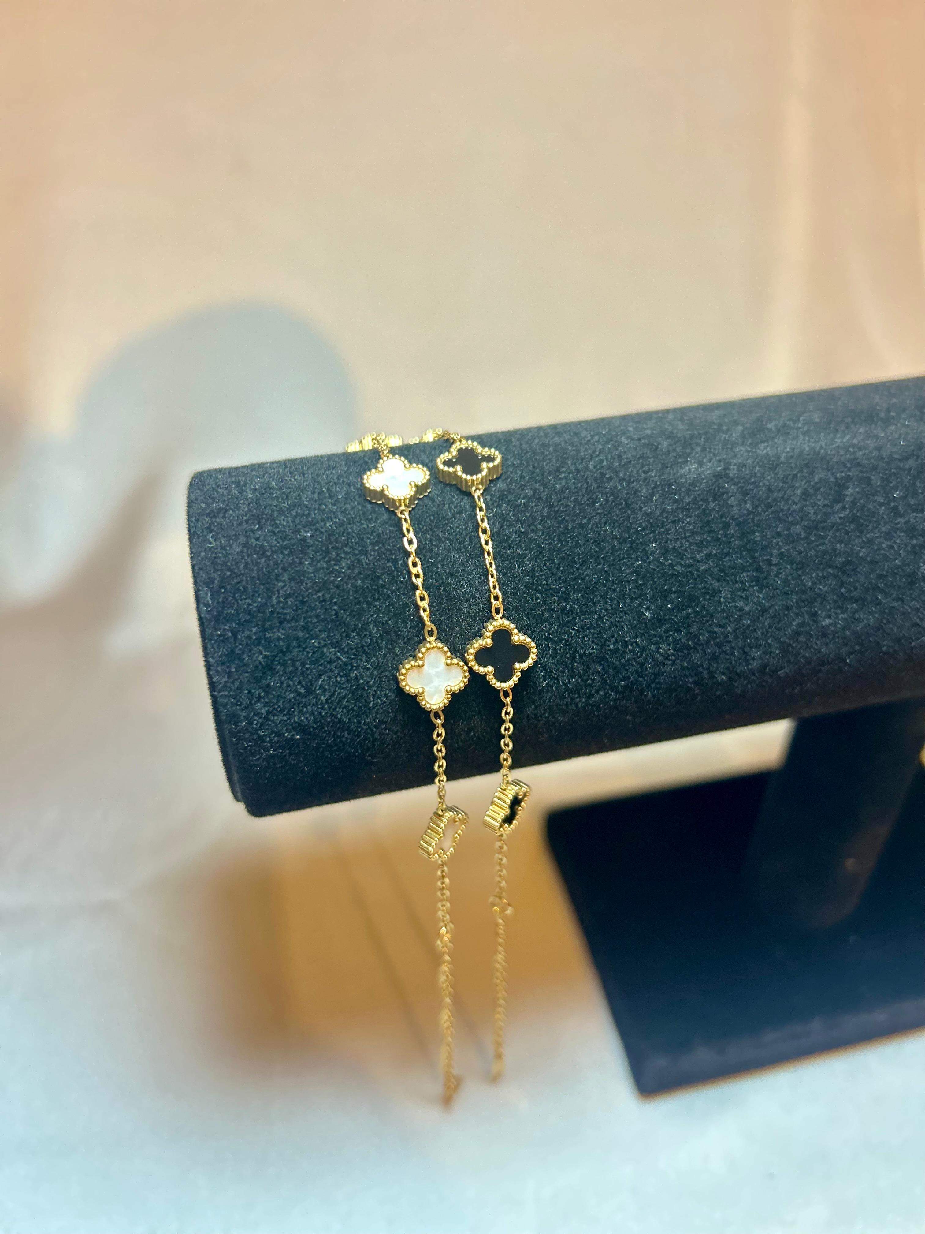 Mini Yonca Modeli 2'li Set Kadın Çelik Bileklik - Sevgili Seti - Arkadaş Seti