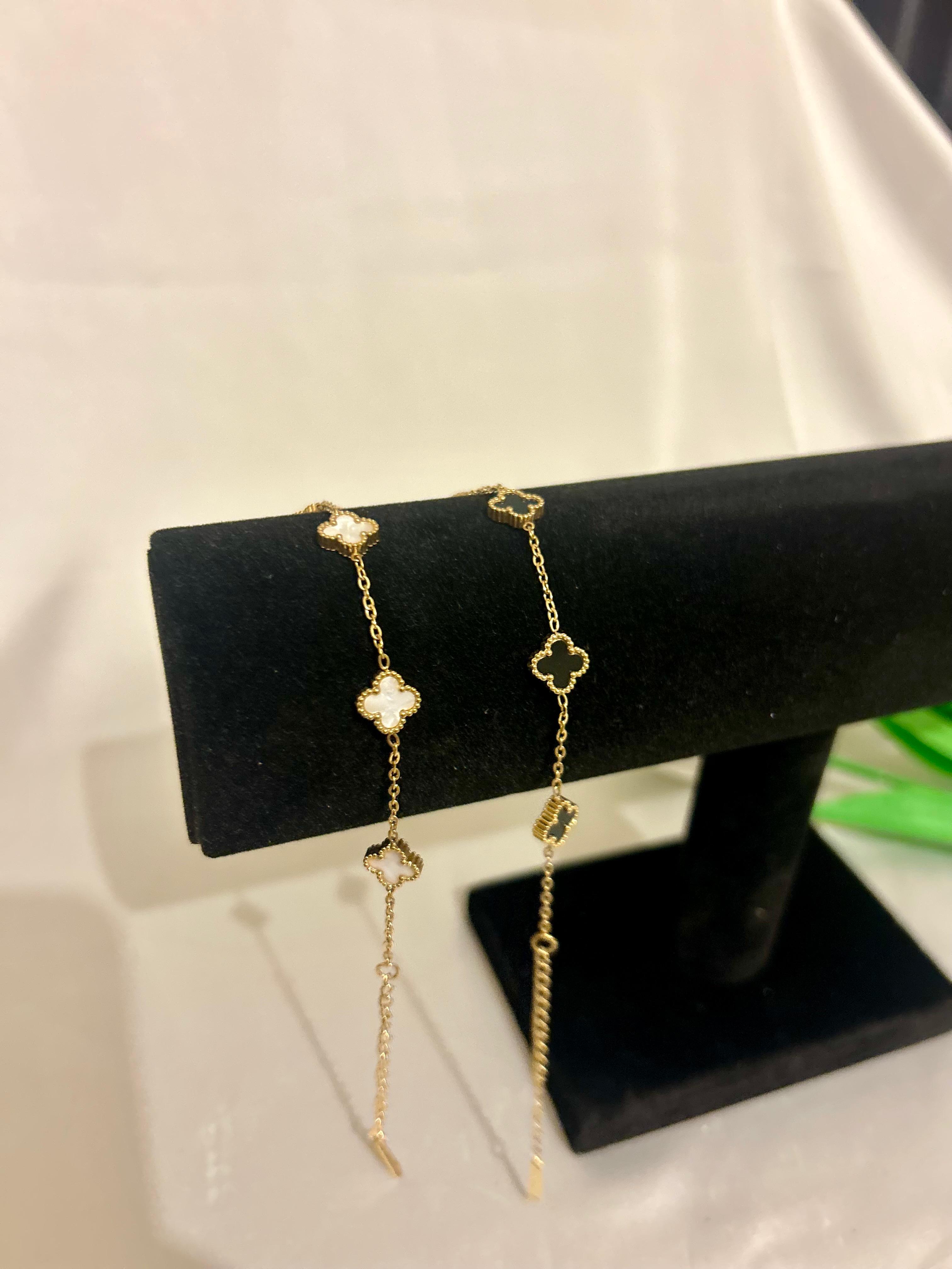 Mini Yonca Modeli 2'li Set Kadın Çelik Bileklik - Sevgili Seti - Arkadaş Seti