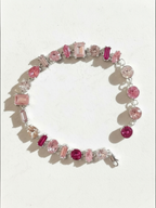 Renkli Taşlı Gema Gümüş Renk Su Yolu Çelik Kadın Bileklik