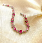 Renkli Taşlı Gema Gümüş Renk Su Yolu Çelik Kadın Bileklik