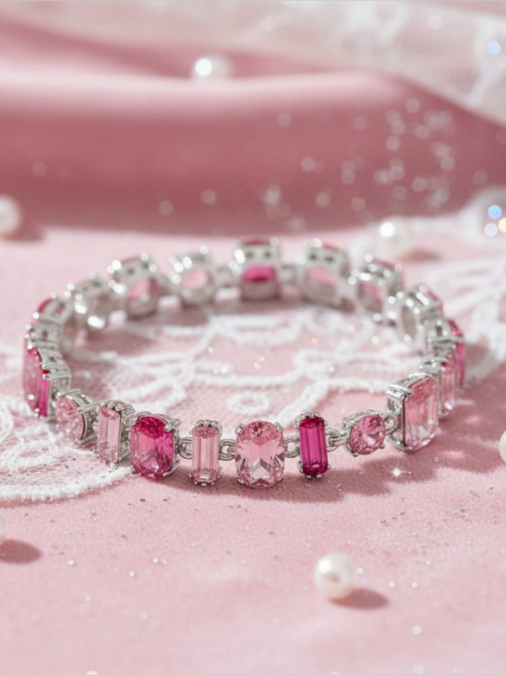 Renkli Taşlı Gema Gümüş Renk Su Yolu Çelik Kadın Bileklik