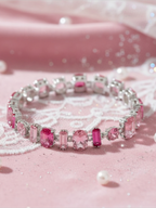 Renkli Taşlı Gema Gümüş Renk Su Yolu Çelik Kadın Bileklik