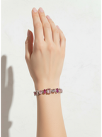 Renkli Taşlı Gema Gümüş Renk Su Yolu Çelik Kadın Bileklik