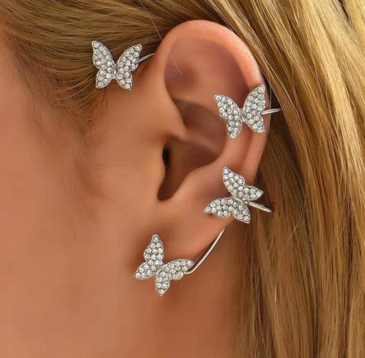 Zirkon Taşlı Kelebek Earcuff Kıkırdak Küpe