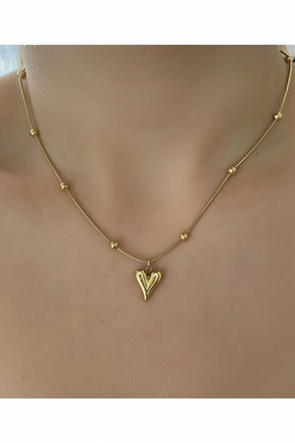 Top Zincir Ve Kalp Dorika Model Çelik Kolye