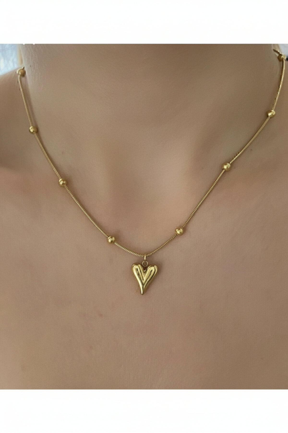 Top Zincir Ve Kalp Dorika Model Çelik Kolye