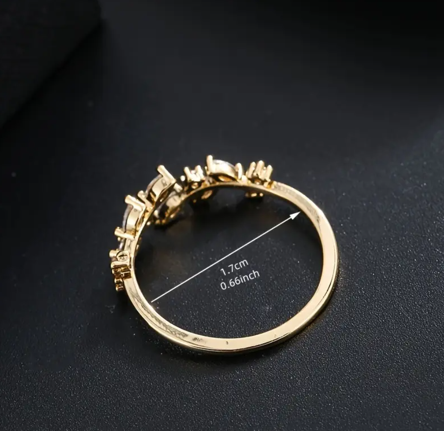 Yaprak Modeli Zirkon Taşlı Zarif Tasarım Çelik Kadın Yüzük- Pinterest Modeli