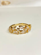 Yaprak Modeli Zirkon Taşlı Zarif Tasarım Çelik Kadın Yüzük- Pinterest Modeli