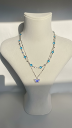 İkili Kelebek Çelik Kadın Kolye - Sevgiliye Hediye