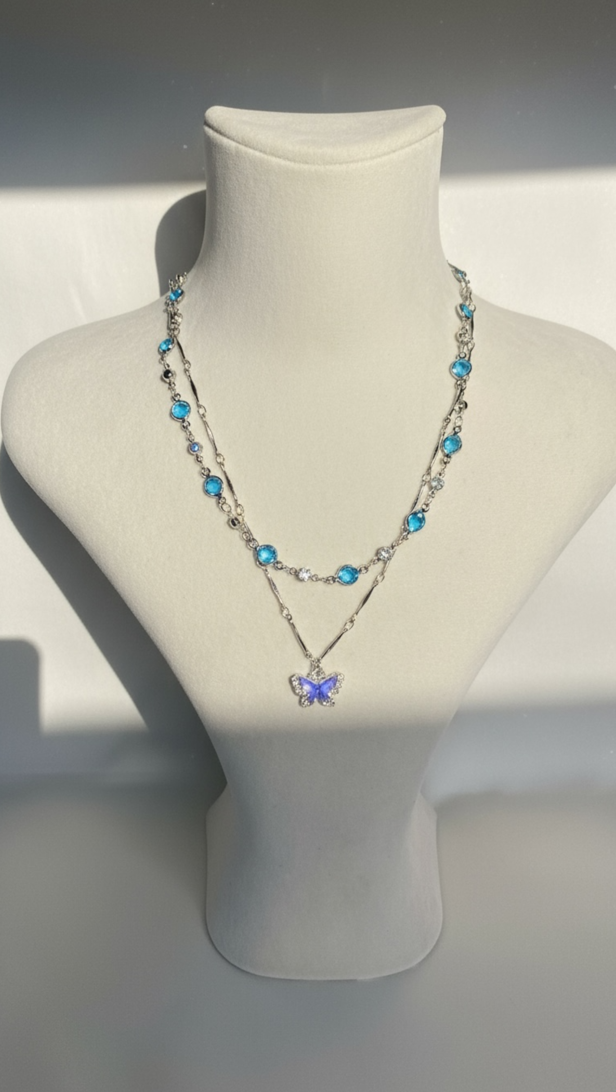 İkili Kelebek Çelik Kadın Kolye - Sevgiliye Hediye