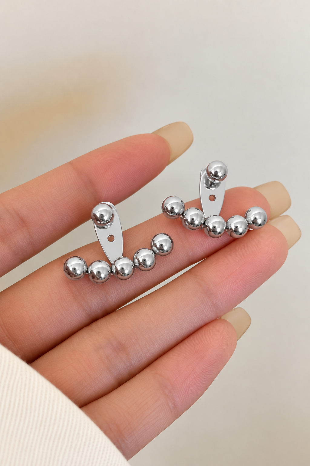 Boncuk Detaylı Kadın Küpe – Çelik Ear Jacket Kadın Küpe