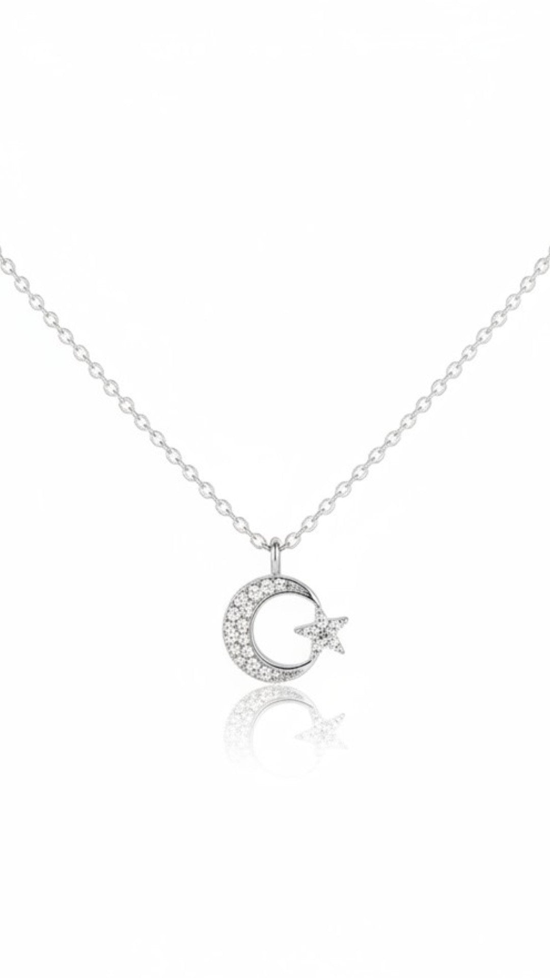 Ay Yıldızlı Taşlı Kolye | Kararmaz Çelik Kolye