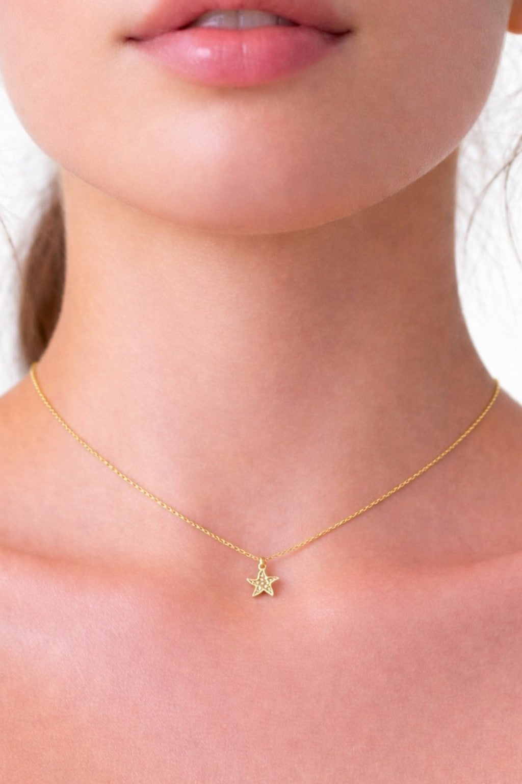 Deniz Yıldızı Zirkon Taşlı Çelik Kolye – Minimal Kadın Kolye