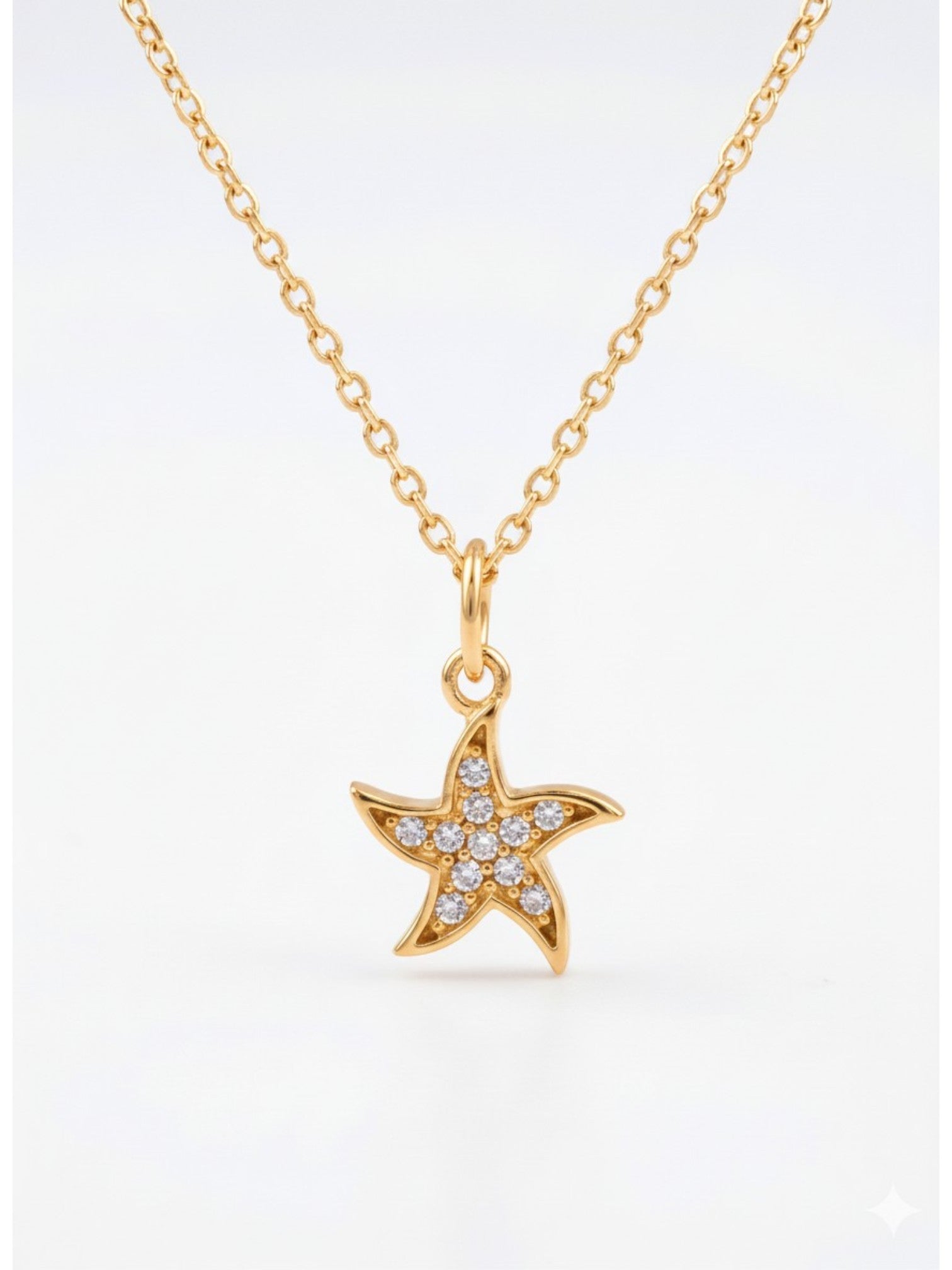 Deniz Yıldızı Zirkon Taşlı Çelik Kolye – Minimal Kadın Kolye