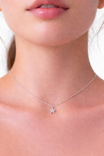 Deniz Yıldızı Zirkon Taşlı Çelik Kolye – Minimal Kadın Kolye
