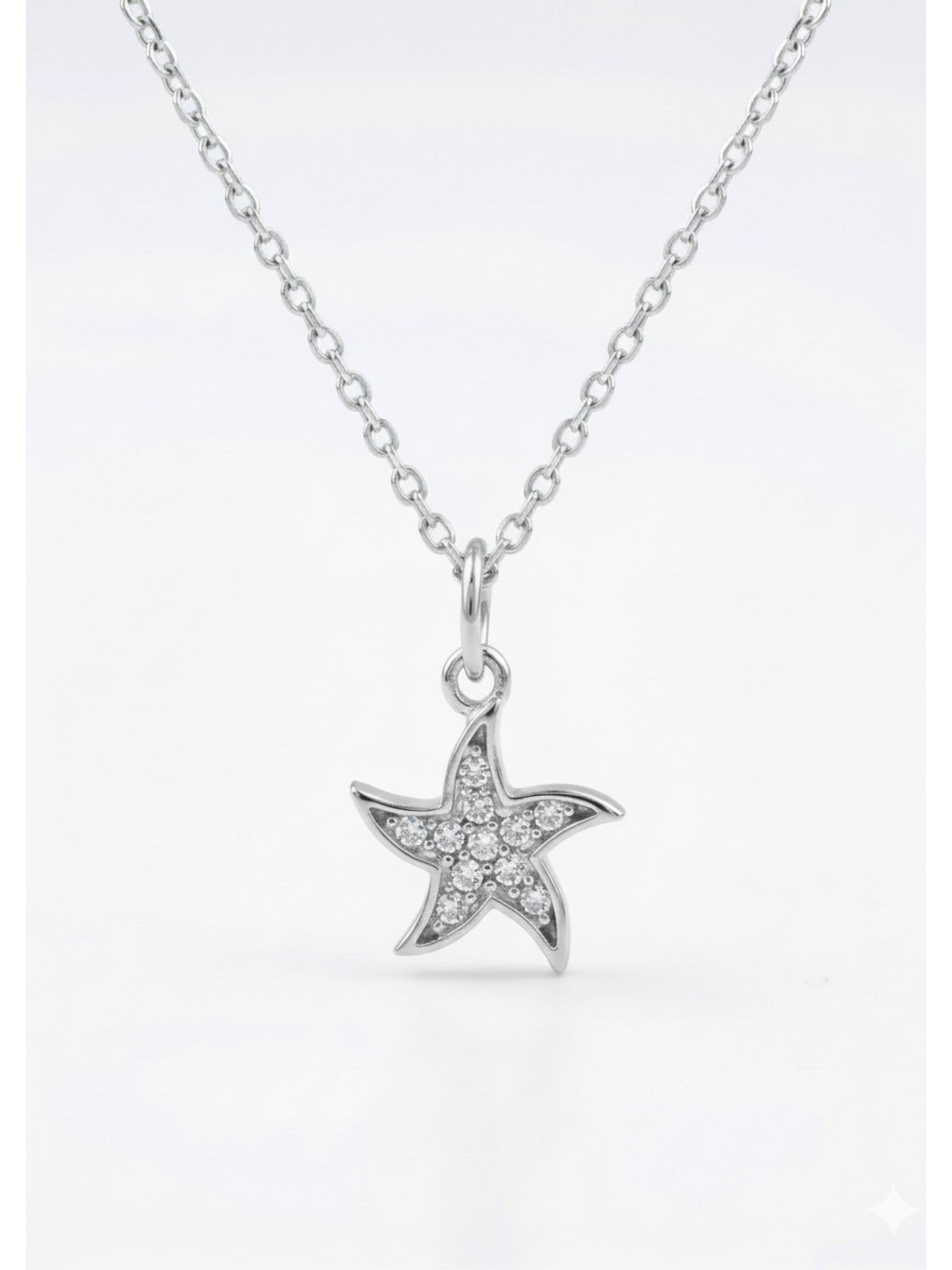 Deniz Yıldızı Zirkon Taşlı Çelik Kolye – Minimal Kadın Kolye