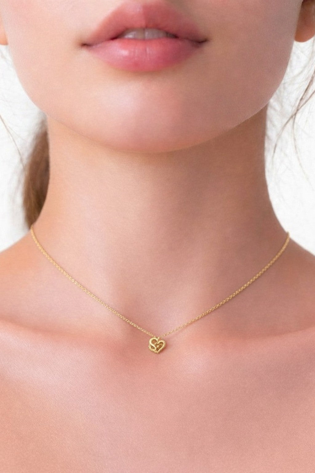 Çift Kalpli Minimal Çelik Kadın Kolye