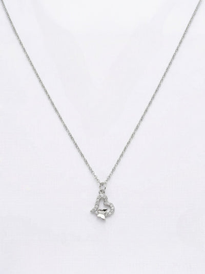 Kelebek Detaylı Minimal Kalp Kadın Kolye