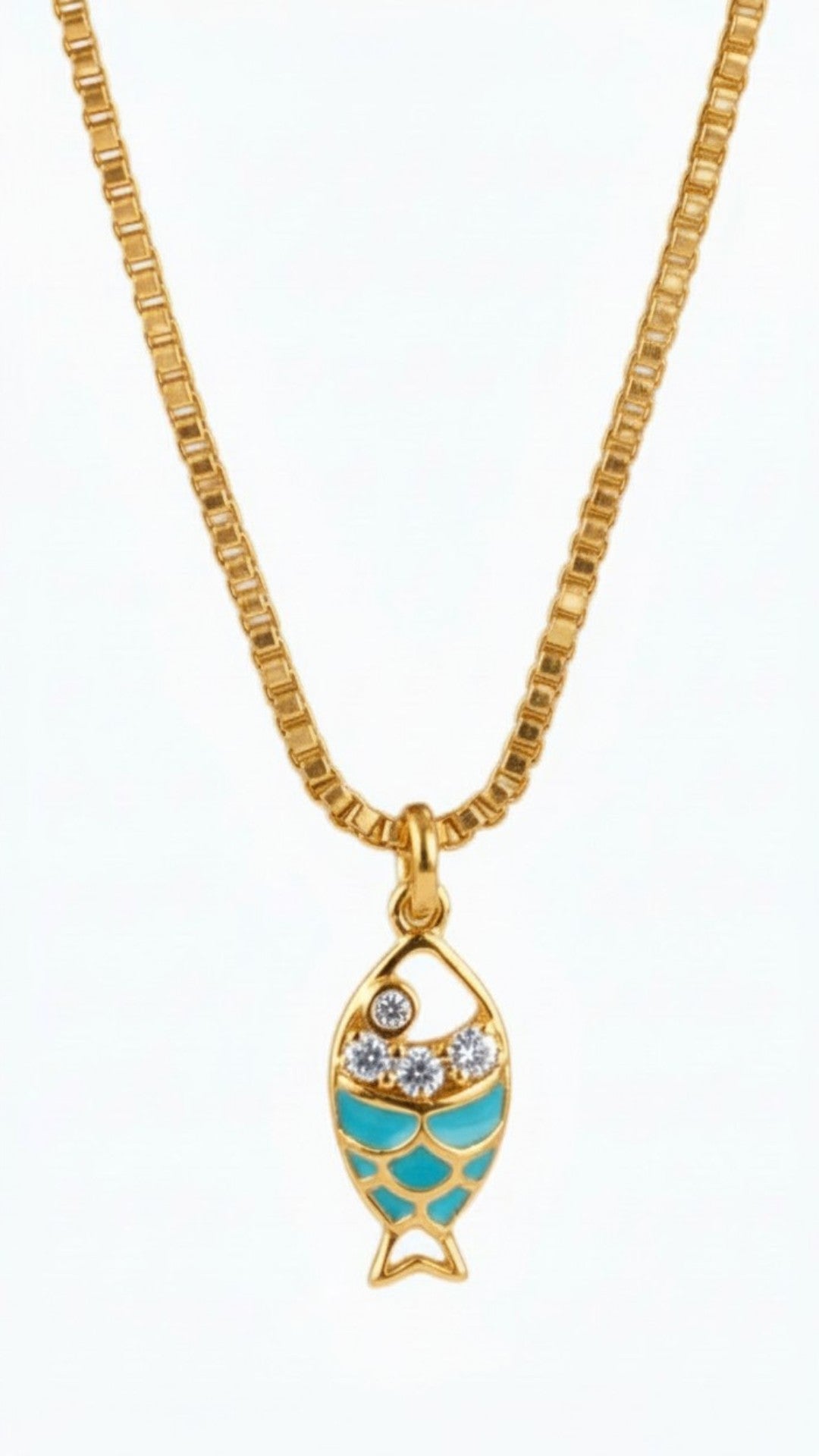 Balık Figürlü Taşlı Kolye – Minimal Kadın Kolye