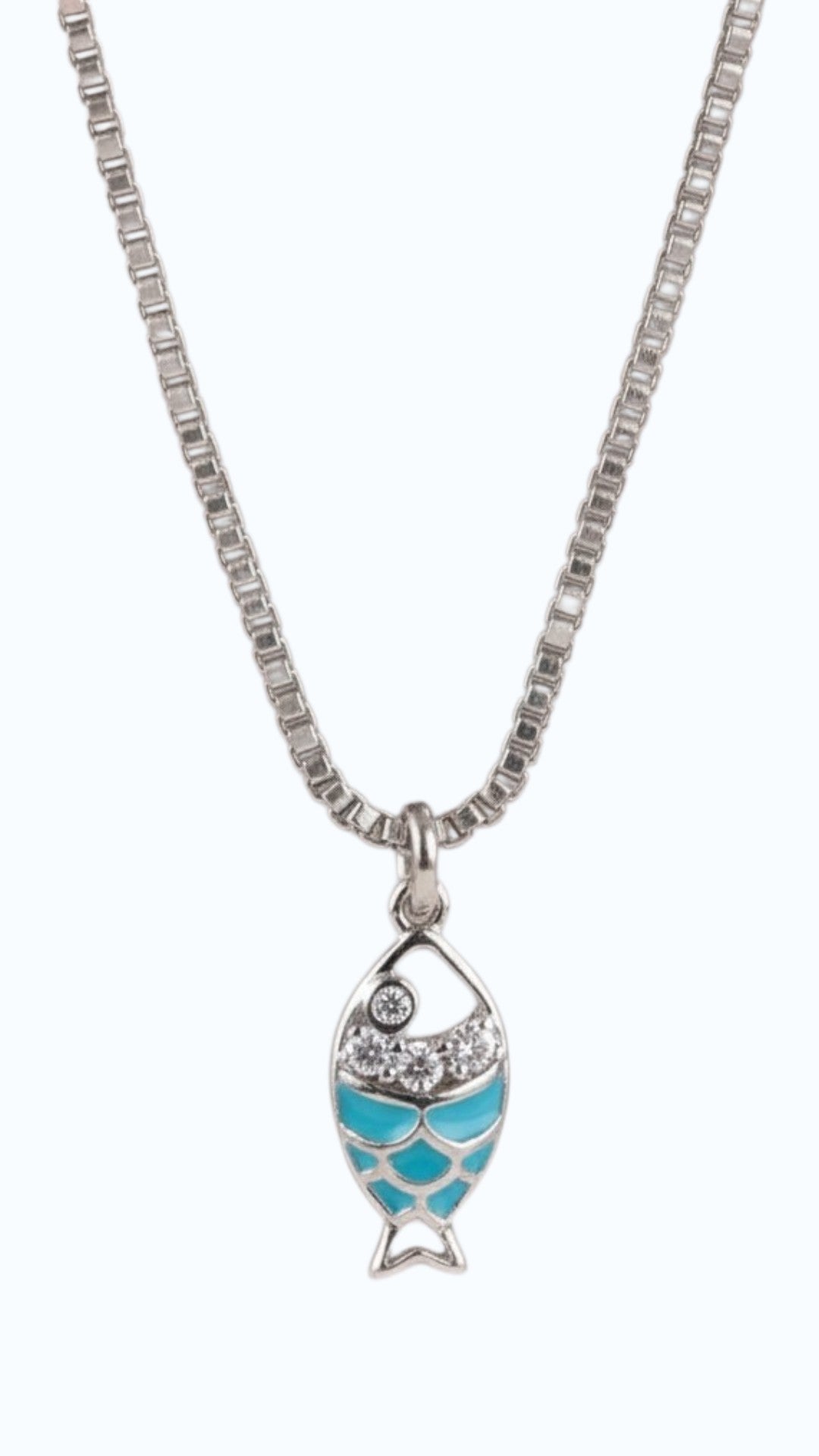 Balık Figürlü Taşlı Kolye – Minimal Kadın Kolye