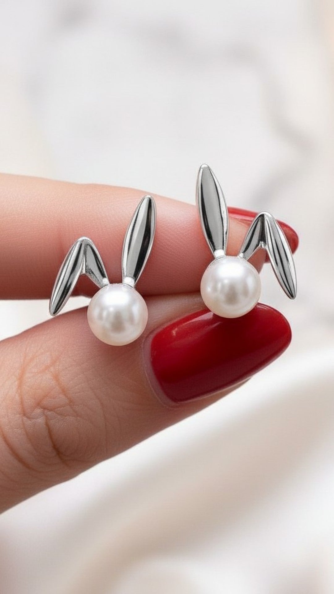 Tavşan Kulak İncili Küpe – Minimal Kadın Küpe
