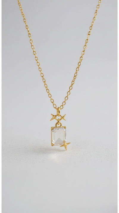 Taş Detaylı Yıldızlı Kolye | Kararmaz Çelik Kolye