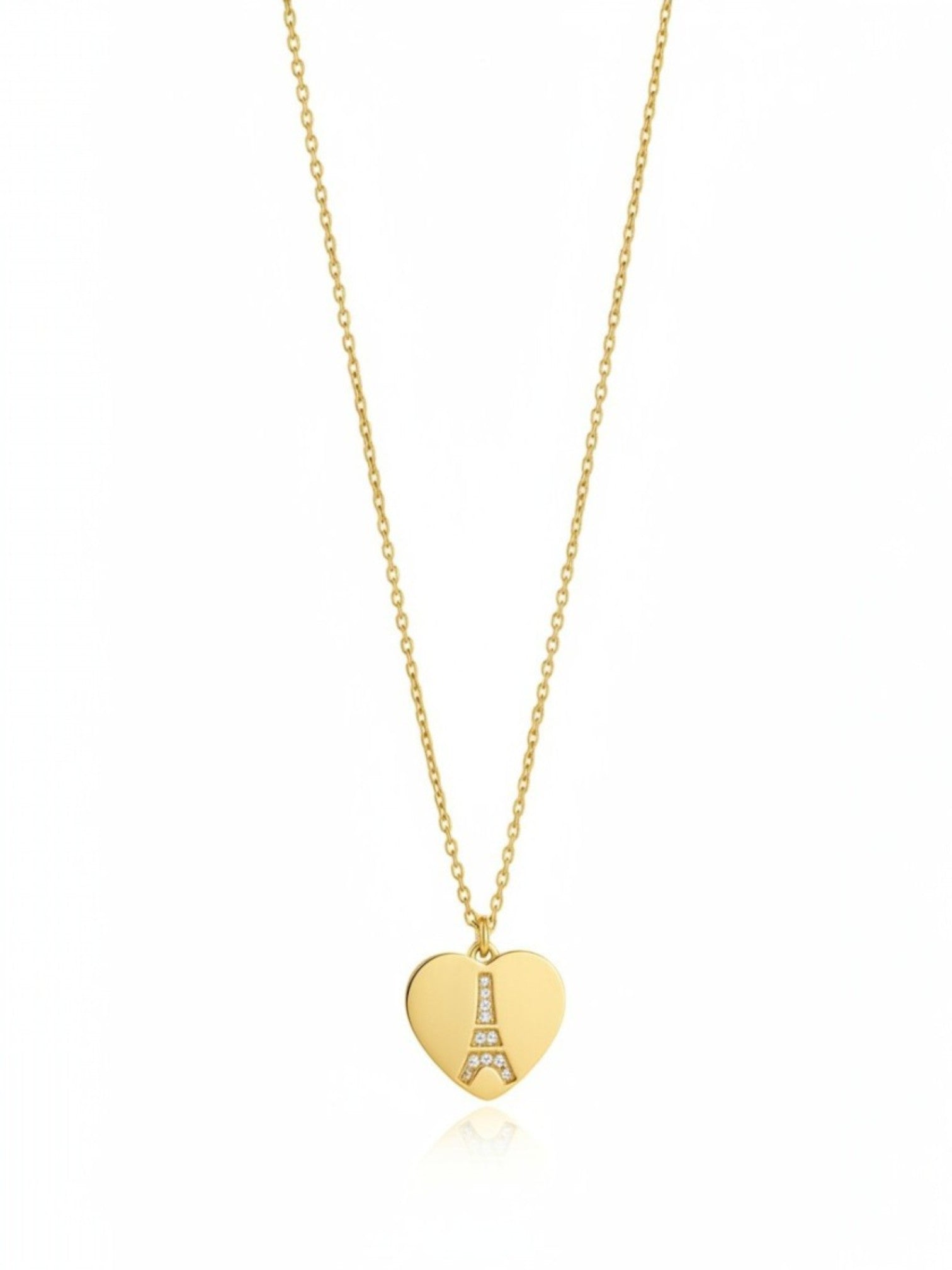 Eyfel Figürlü Kalp Kolye | Kararmaz Çelik Kolye