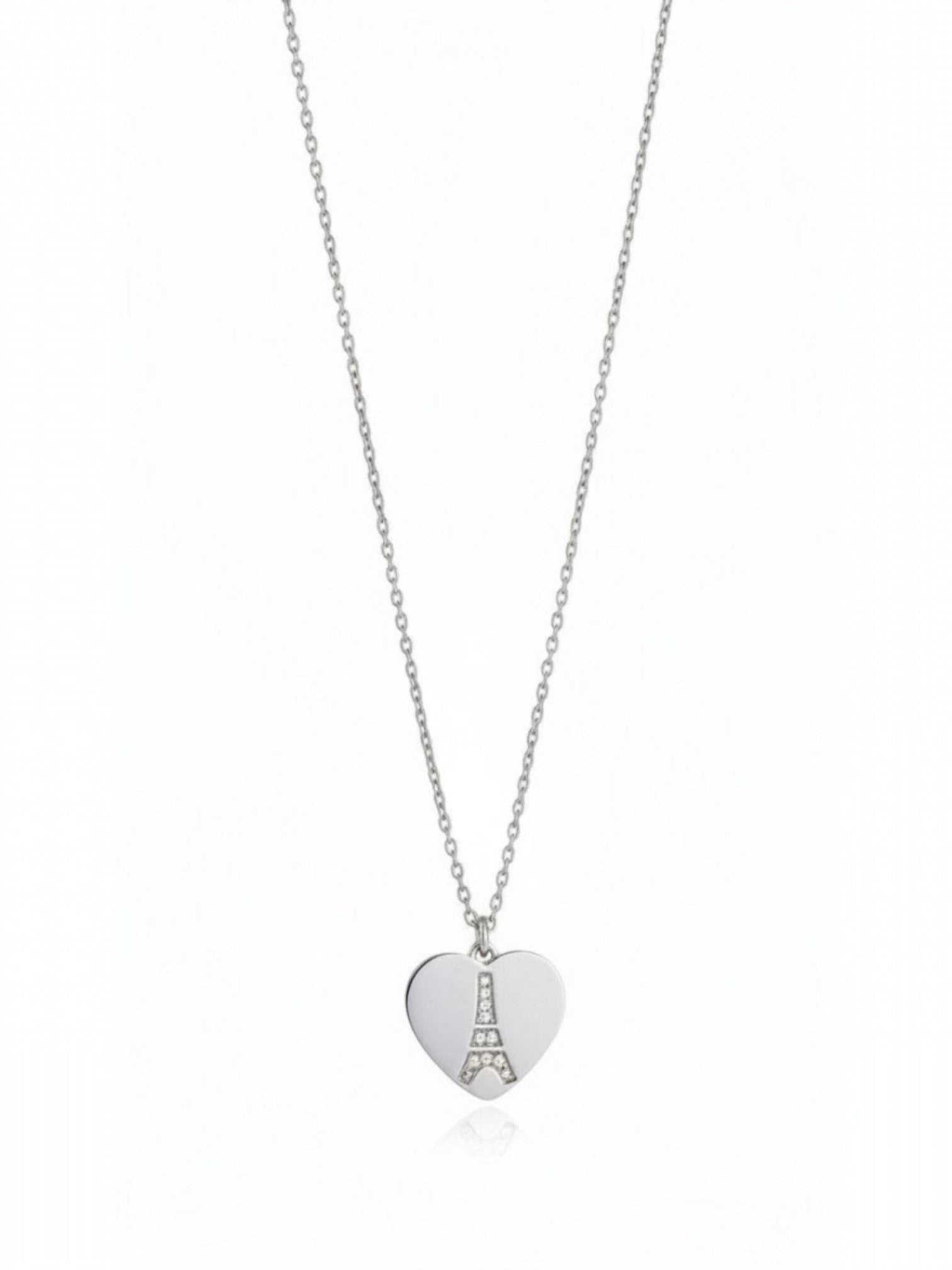 Eyfel Figürlü Kalp Kolye | Kararmaz Çelik Kolye