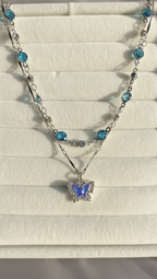 İkili Kelebek Çelik Kadın Kolye - Sevgiliye Hediye