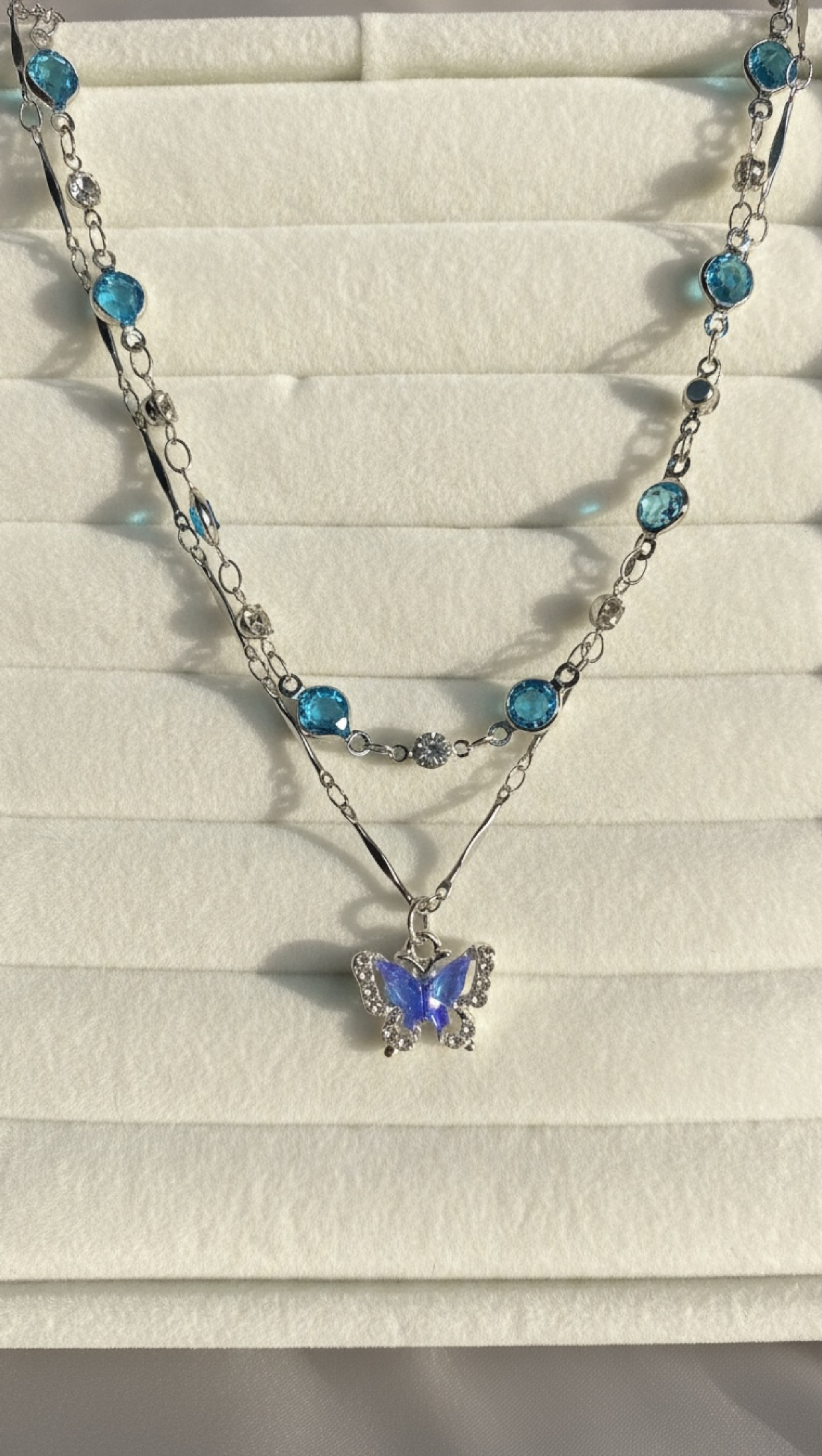 İkili Kelebek Çelik Kadın Kolye - Sevgiliye Hediye